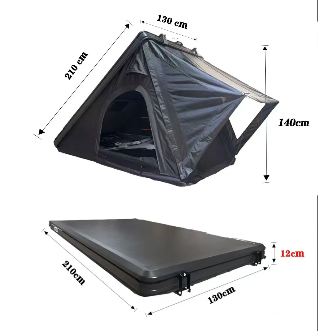 Tente de toit Aigoual en portefeuille extra-plate, coque aluminium, vue 4 sur 10